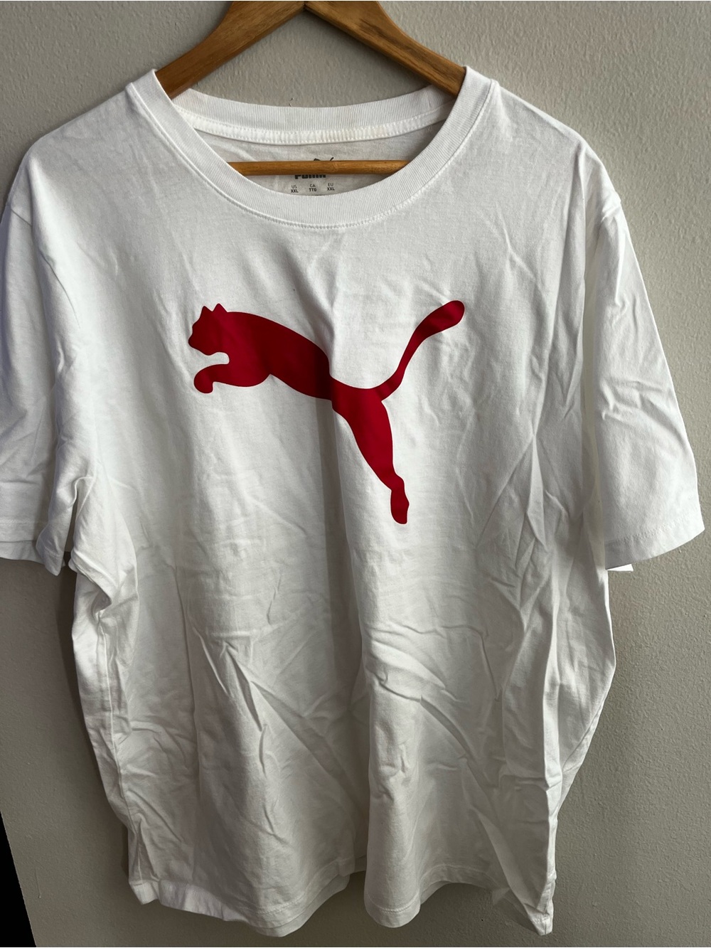 Puma White Tee with Red Puma Cat Graphic
